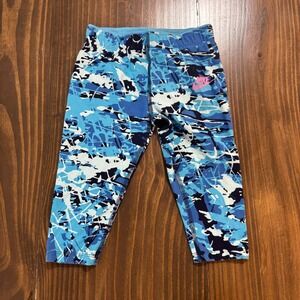 NIKE Girls 6X/L Leggings 💙 Blue‎ Abstract Print Athletic Pants 🩵